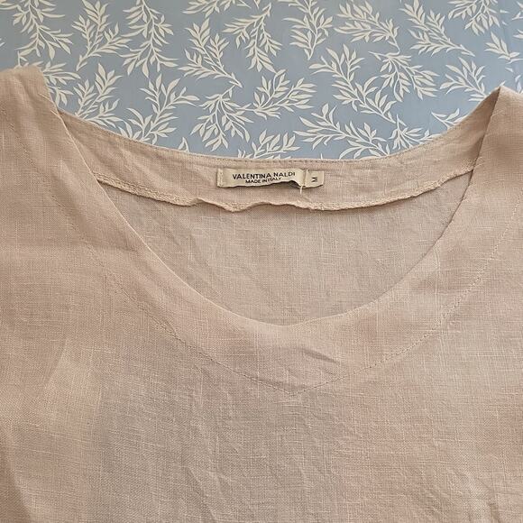 Womens Size M Beige 100% Linen Lace Ruffle BOHO Beach Valentina Tank Top - Picture 4 of 11